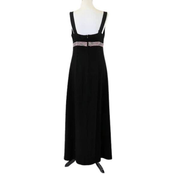Vintage 70s Black Evening Gown Metallic Waistband HARDOB Euro 42/Med - Picture 4 of 6